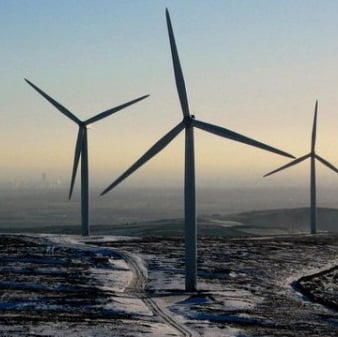 Wind turbines in the snow